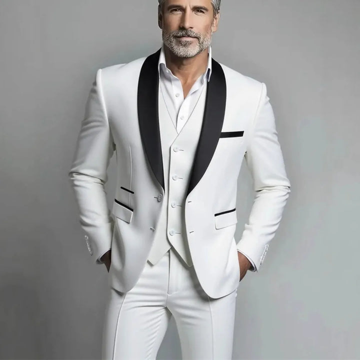 Men's Wool Shawl Lapel 3 Piece Tuxedo Suit Wedding Formal Slim Fit