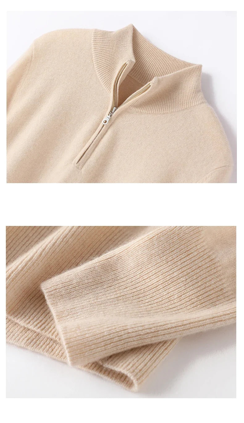 Women's Half Zip Merino Wool Knit Sweater