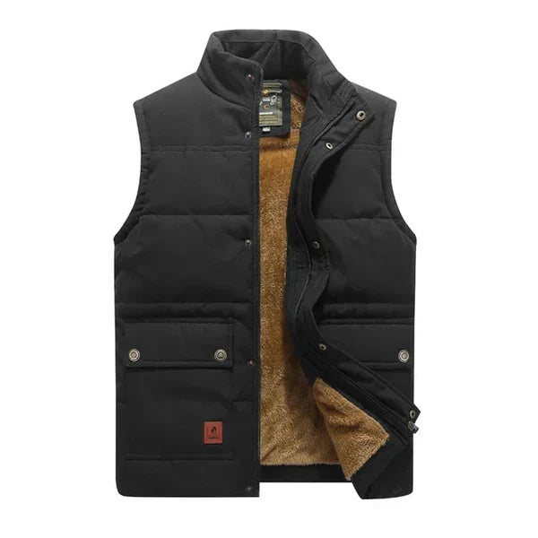 Men's Fleece-Lined Puffer Gilet Thermal Stand Collar Vest