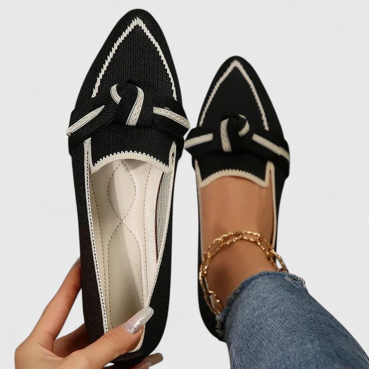 Mocassins à bout pointu en maille pour femme, chaussures plates style ballerines à enfiler