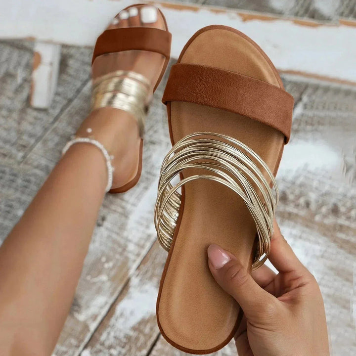 Women’s Suede Flat Slip On Open Toe Sandals