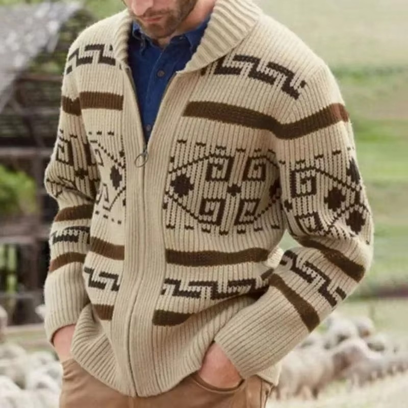 Men's Woolmix Shawl Collar Zip Up Cardigan Sweater