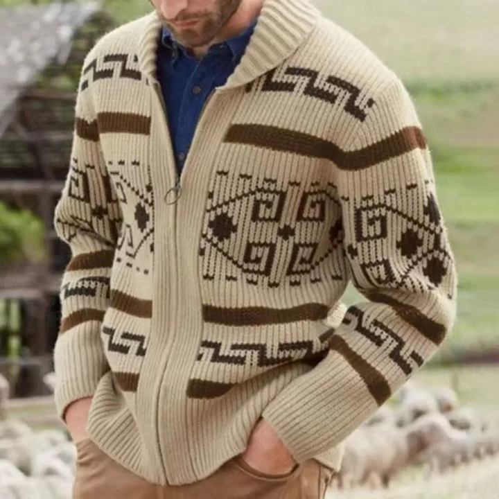 Men's Woolmix Shawl Collar Zip Up Cardigan Sweater