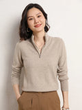 Women's Half Zip Merino Wool Knit Sweater