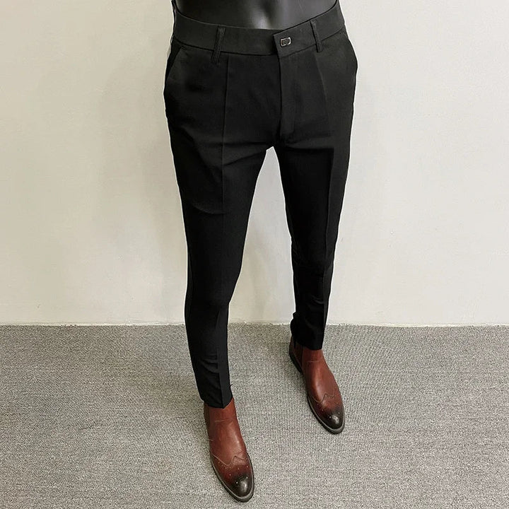 Men's Slim Fit Wool Mix Dress Trousers Formal Business Pants