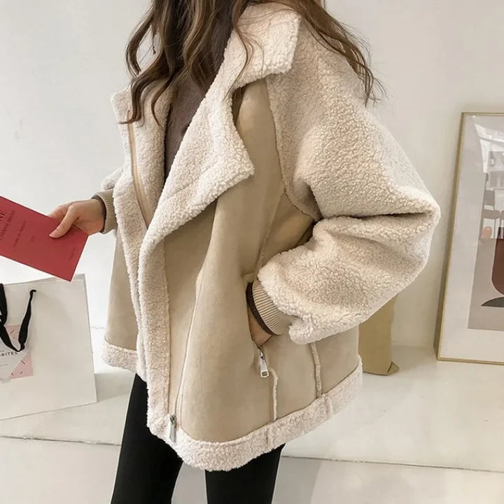 Women's Faux-Shearling Suede Aviator Jacket