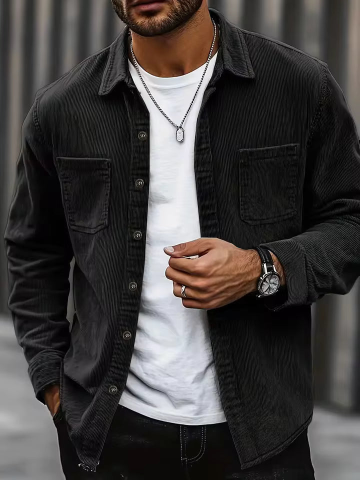 Men's Corduroy Long Sleeve Button-Down Shacket