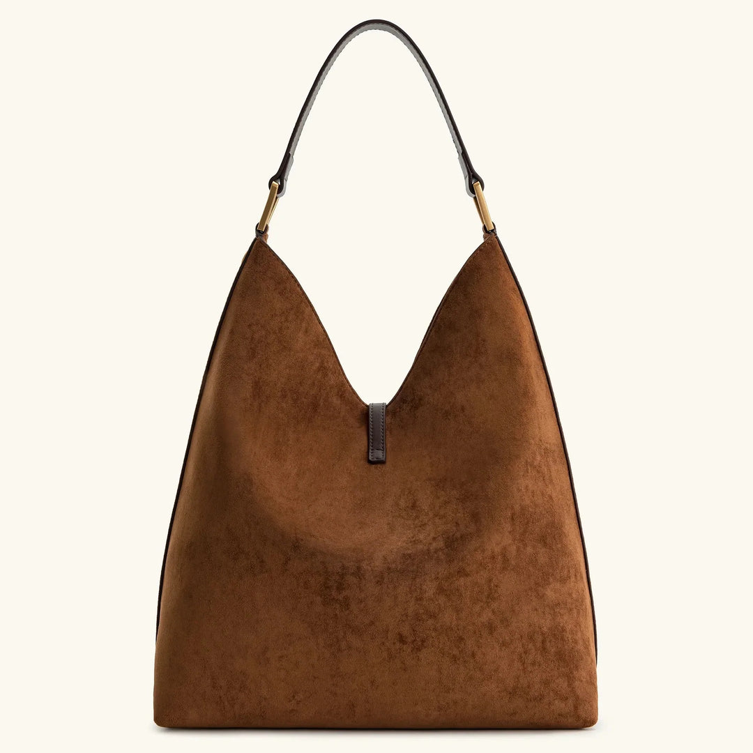 Damska torebka na ramię typu hobo z imitacji zamszu