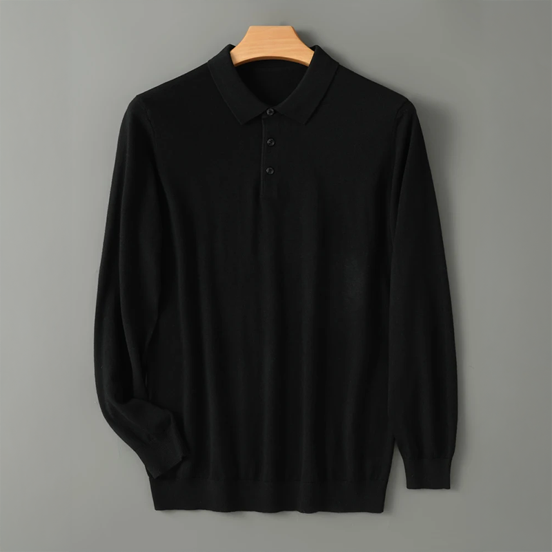 Pull polo en maille à manches longues pour homme