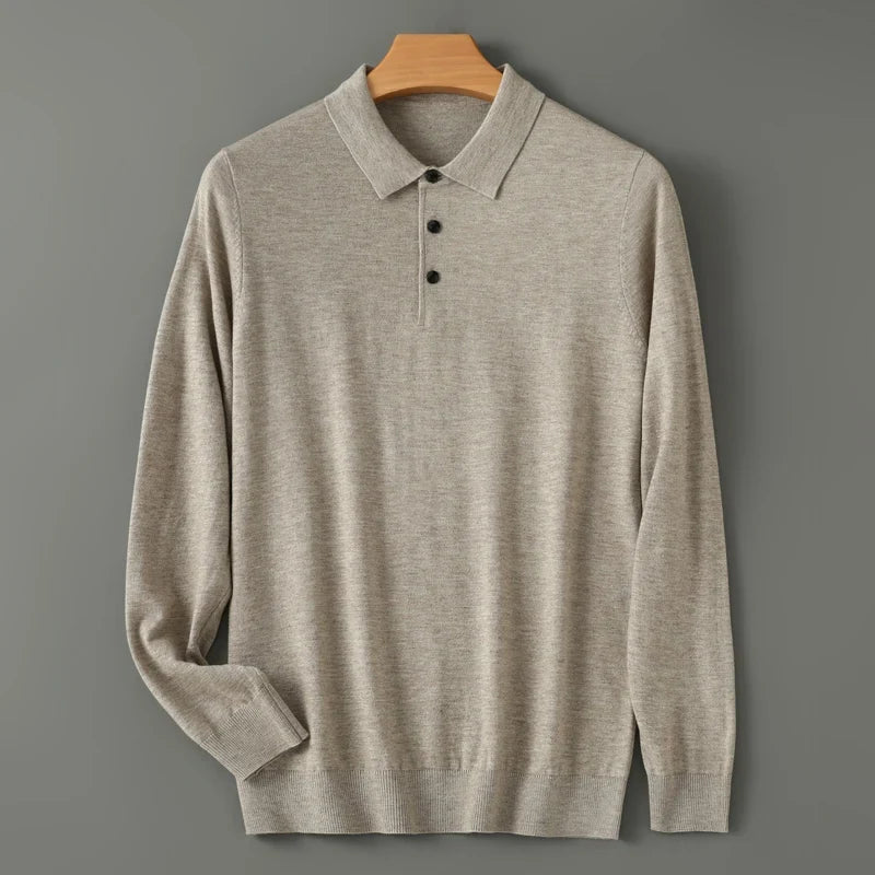 Pull polo en maille à manches longues pour homme