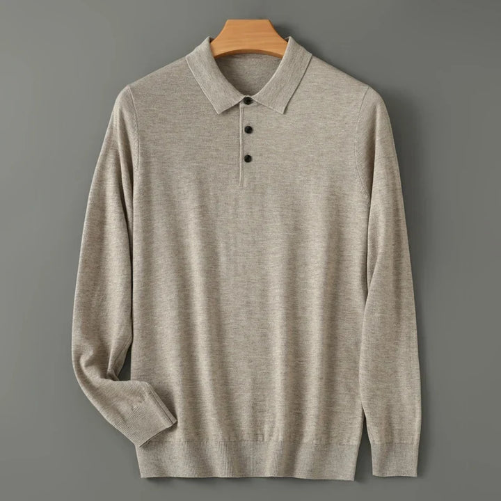 Pull polo en maille à manches longues pour homme