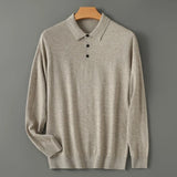 Pull polo en maille à manches longues pour homme