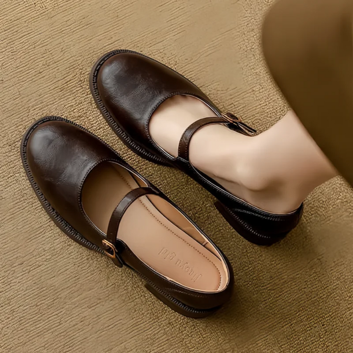 Women's Leather Mary Jane Block-Heel Shoes