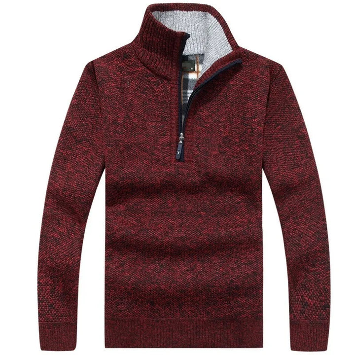 Men's Knit Fleece Quarter-Zip Pullover Sweater