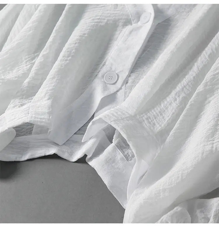 Women's V-Neck Loose Linen Blouse Casual Long Sleeve Shirt