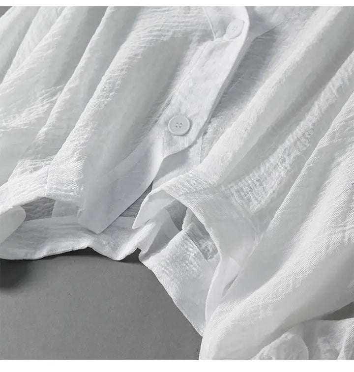 Women's V-Neck Loose Linen Blouse Casual Long Sleeve Shirt