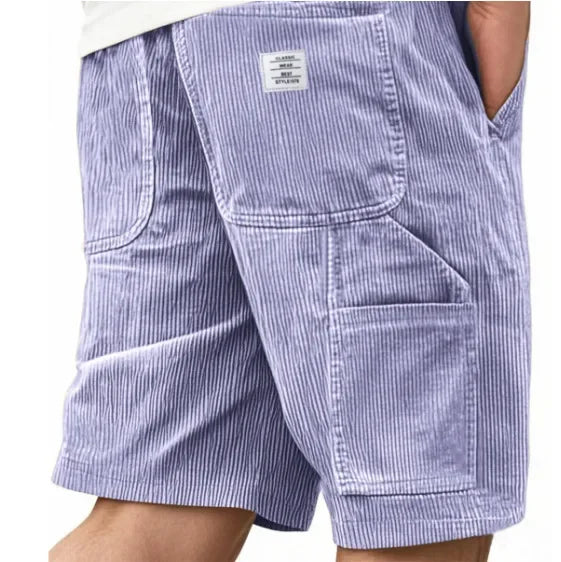 Men’s Corduroy Elastic-Waist Cargo Shorts