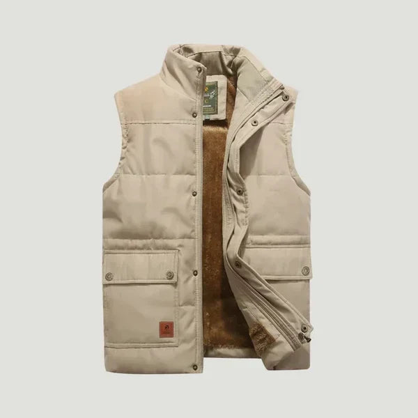 Men's Fleece-Lined Puffer Gilet Thermal Stand Collar Vest