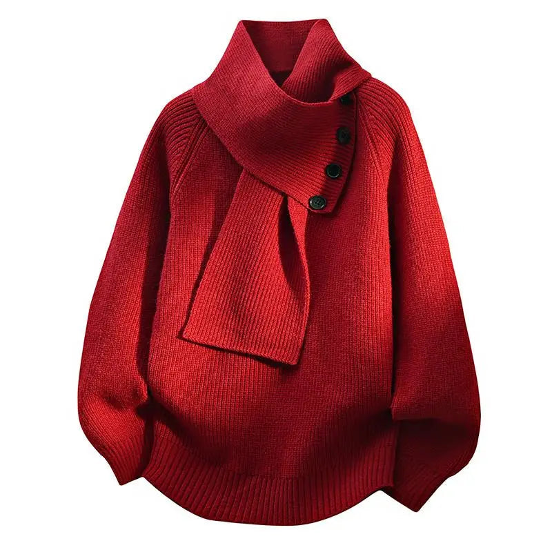 Women's Knit Jumper Merino Wool Cowl Neck Pullover Sweater