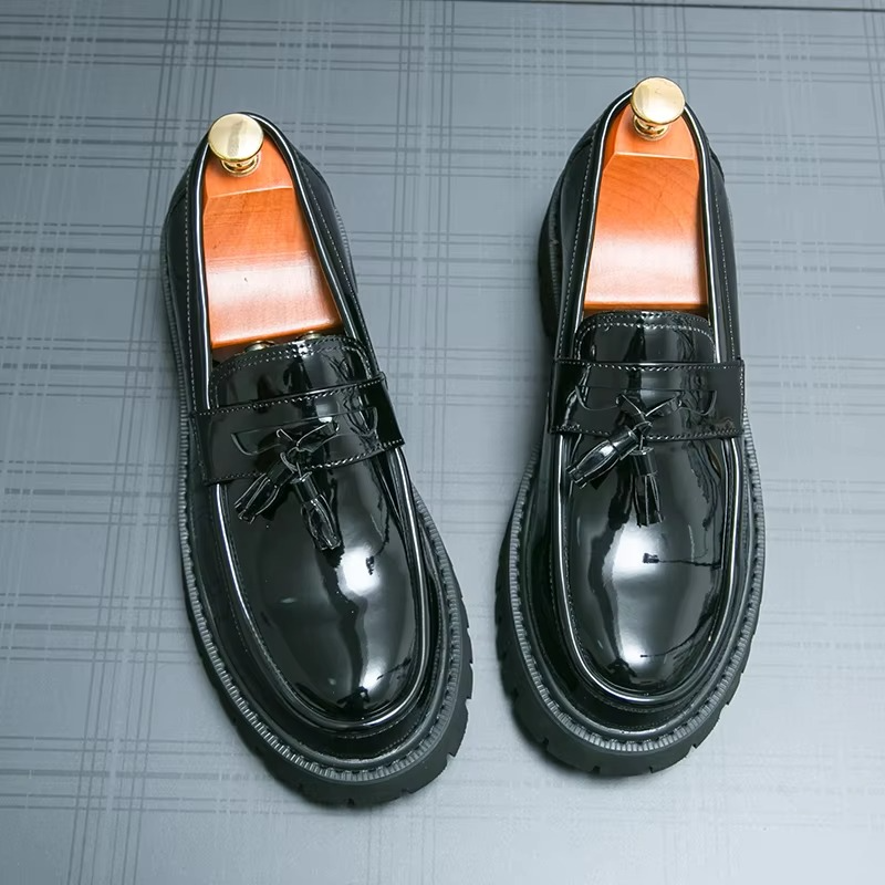 Women's Chunky Platform Leather Loafers Slip On Dress Shoes