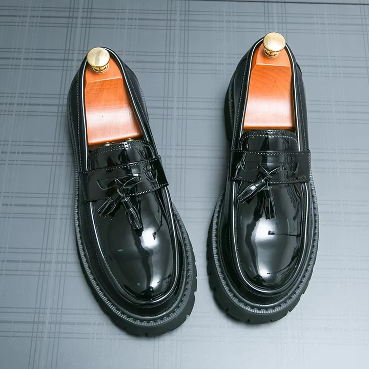 Women's Chunky Platform Leather Loafers Slip On Dress Shoes