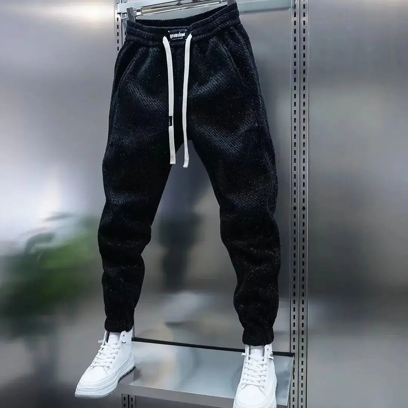 Men's Slim Fit Ribbed Knit Drawstring Jogger Pants