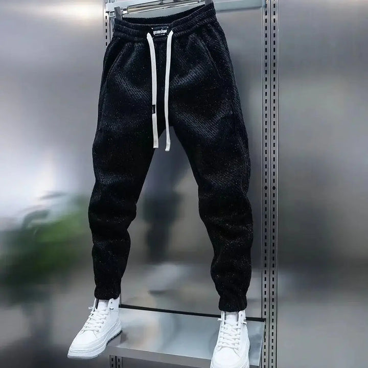 Men's Slim Fit Ribbed Knit Drawstring Jogger Pants