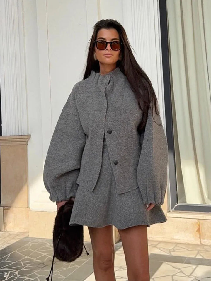 Women's Knit Jacket and Skirt Coordinated Set