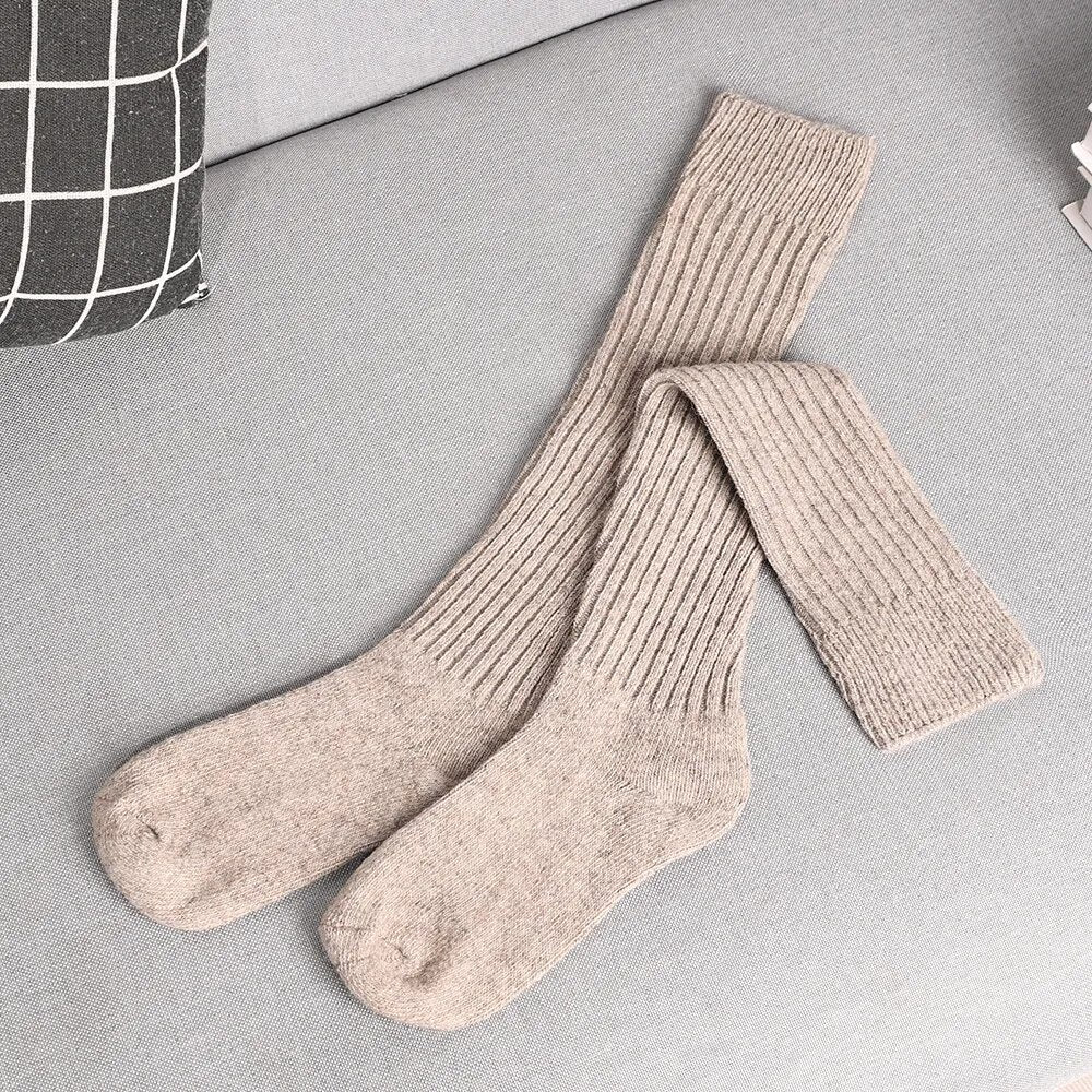 Women's Wool Mix Ribbed Over the Knee Long Slouch Socks