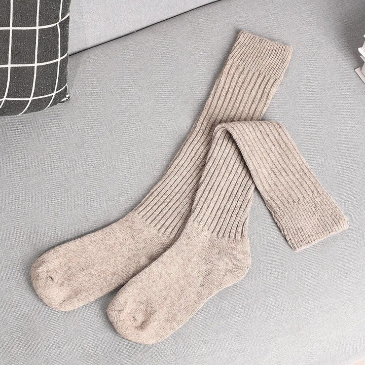 Women's Wool Mix Ribbed Over the Knee Long Slouch Socks