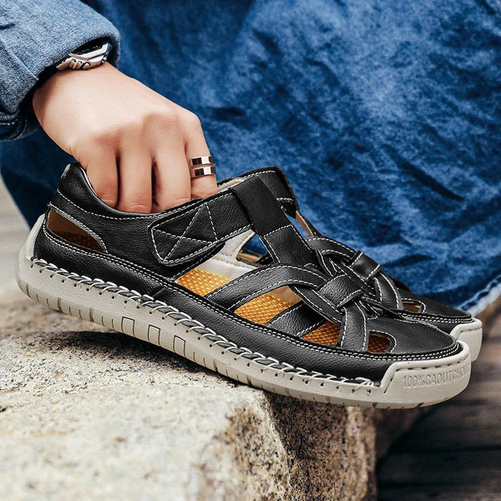 Sandales fermées pour homme en cuir, style pêcheur
