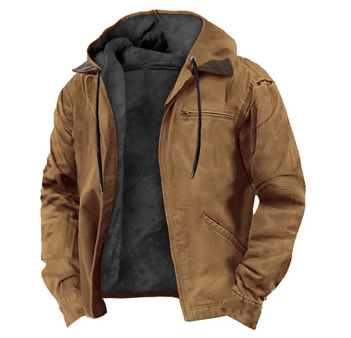 Veste tactique chaude à capuche en polaire pour homme, fermeture intégrale éclair, manteau épais