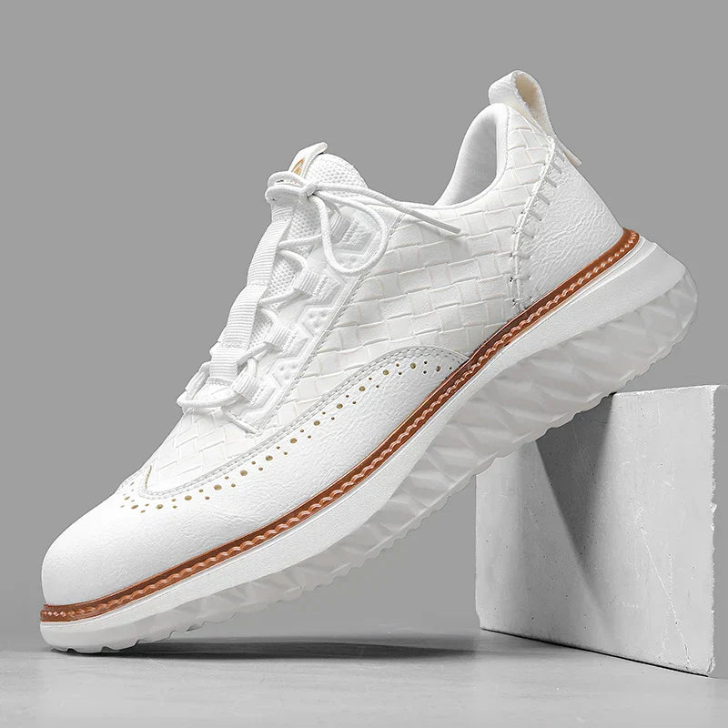 Men's Genuine Leather Casual Mesh Sneakers