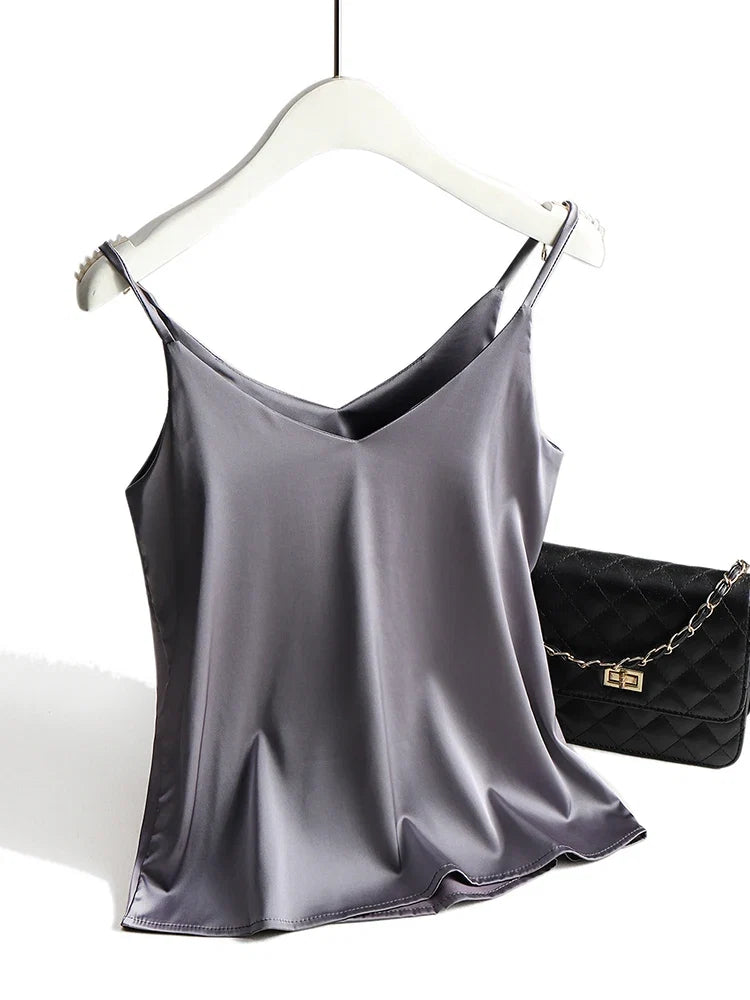 Women's Silk Camisole Sleeveless V-Neck Tank Top