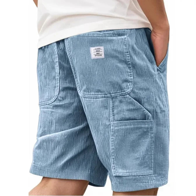 Men’s Corduroy Elastic-Waist Cargo Shorts