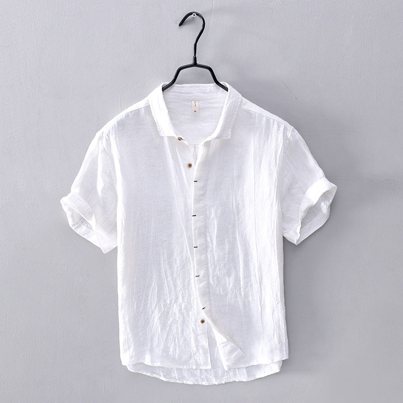 Men's Casual Linen Short Sleeve Button Down Shirt