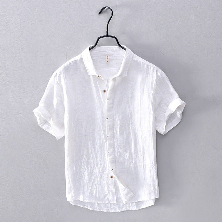 Men's Casual Linen Short Sleeve Button Down Shirt