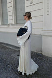 Women Long Flare Sleeve Knit Maxi Dress