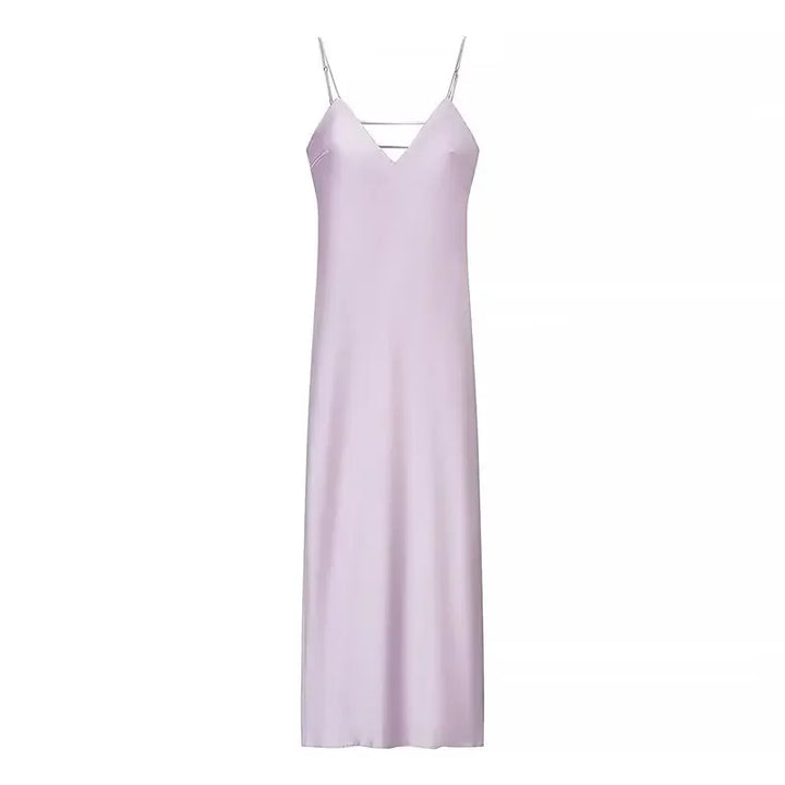 Women's Satin Cowl-Neck Strappy Maxi Dress