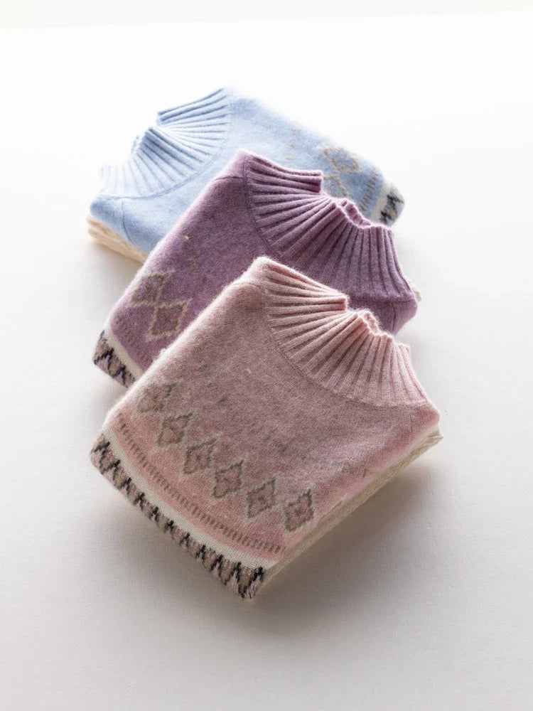 Women's Wool Knit Mock Neck Fair Isle Sweater