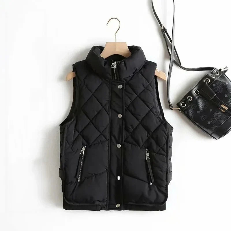 Gilet matelassé sans manches pour femme en nylon, veste d’extérieur rembourrée