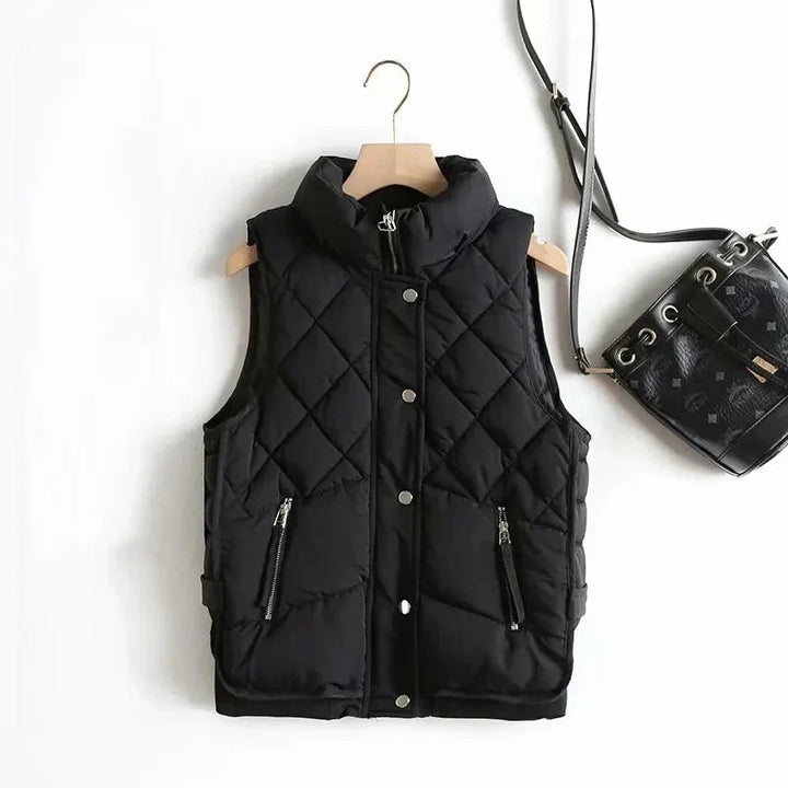 Gilet matelassé sans manches pour femme en nylon, veste d’extérieur rembourrée