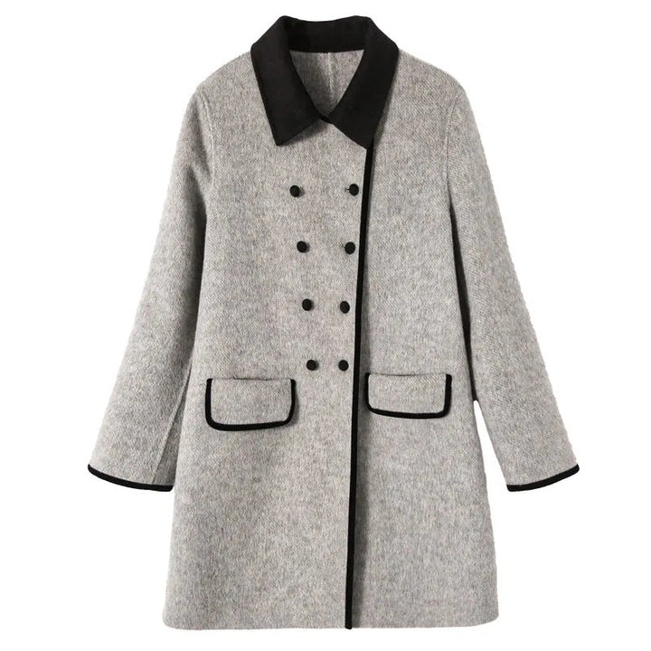 Women's Wool Pea Coat Double Breasted Trench Jacket