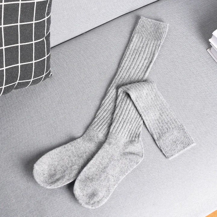 Women's Wool Mix Ribbed Over the Knee Long Slouch Socks