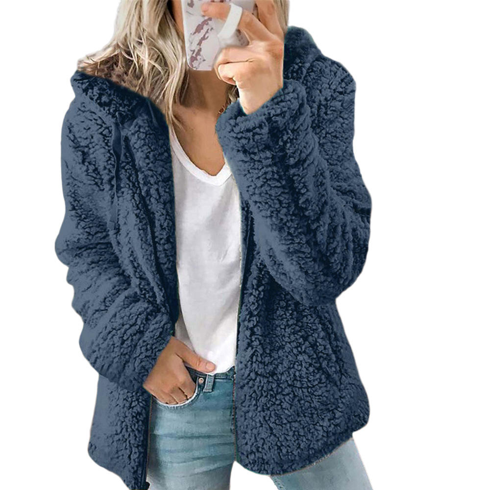 Women's Fleece Hooded Jacket Teddy Coat