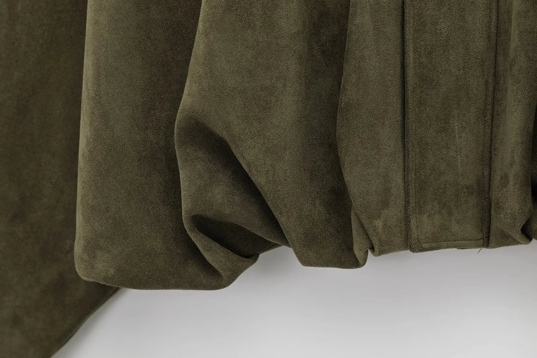 Women's Suede Bomber Jacket Casual Outerwear Coat