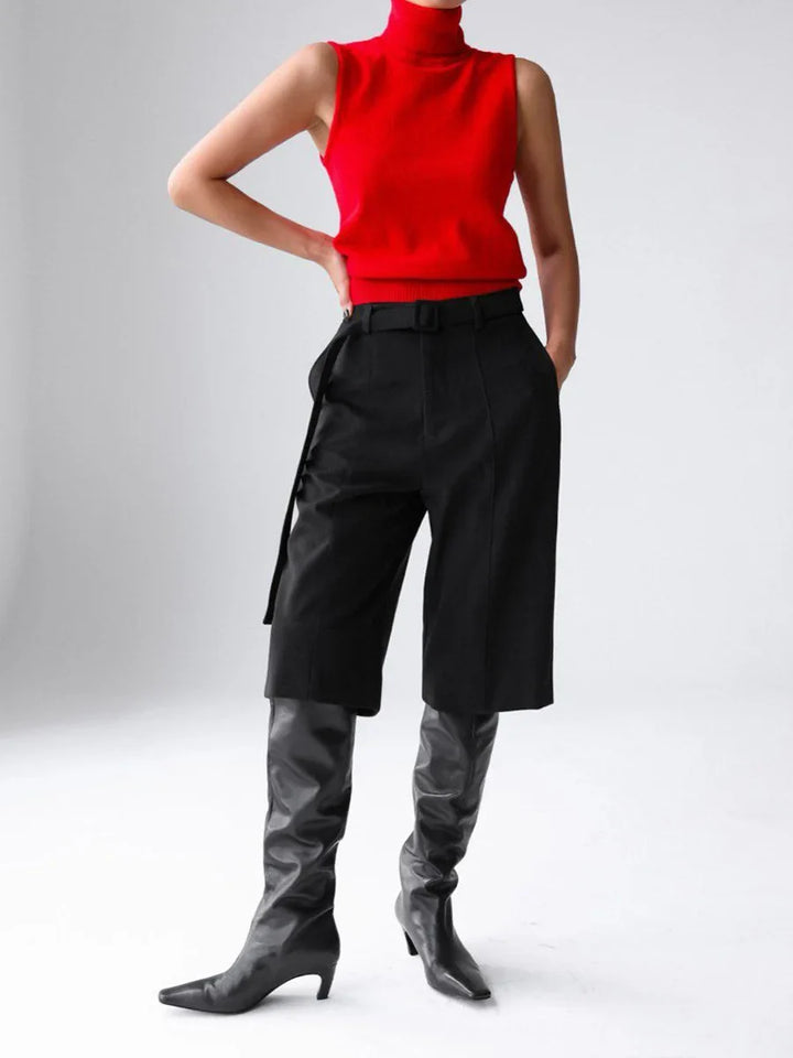 Women's Wool Turtleneck Sleeveless Tank Top