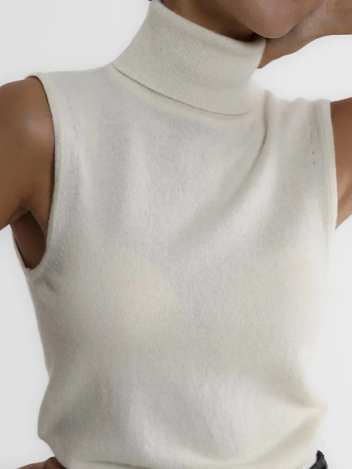 Women's Wool Turtleneck Sleeveless Tank Top