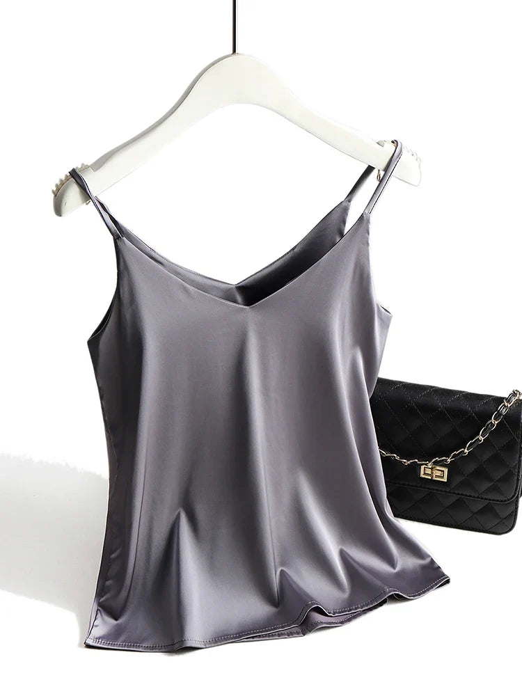 Women's Silk Camisole Sleeveless V-Neck Tank Top