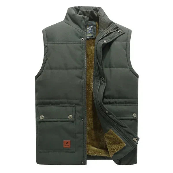 Men's Fleece-Lined Puffer Gilet Thermal Stand Collar Vest